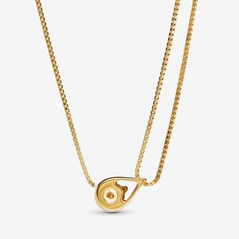 Pandora Brilliance Lab-created 0.75 ct tw Diamond Double Chain Collier Necklace Gold | 54318-SLUF