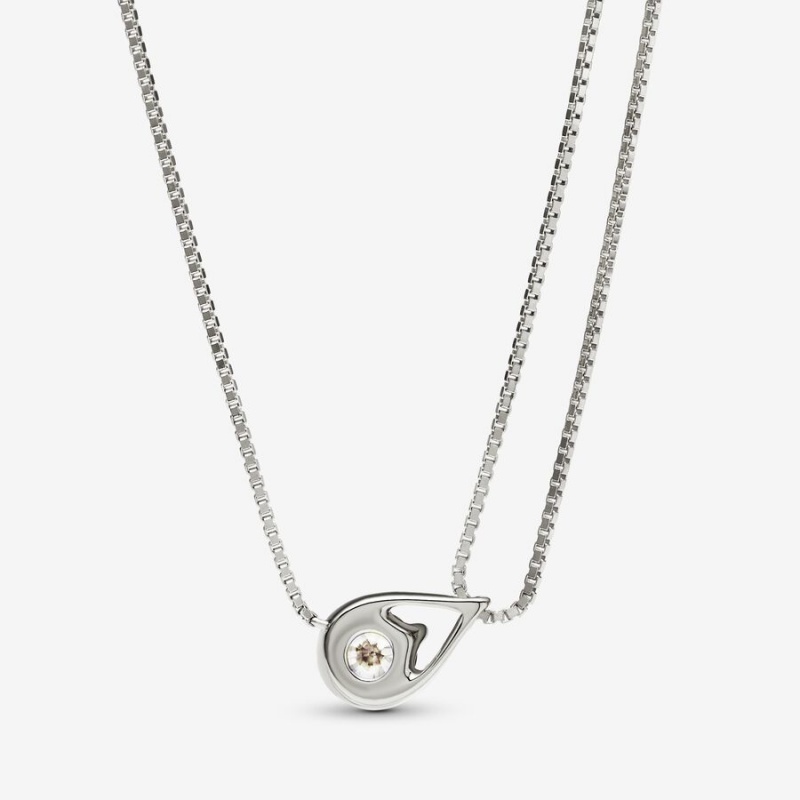 Pandora Brilliance Lab-created 0.75 ct tw Diamond Double Chain Collier Necklace White Gold | 86903-OKWF