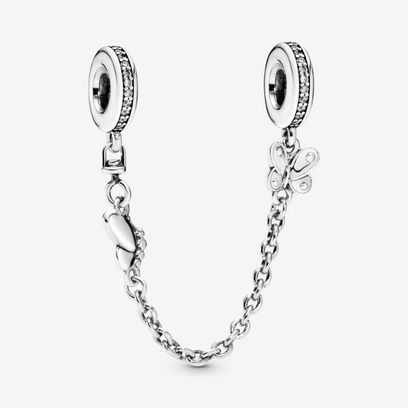 Pandora Butterfly Safety Chain Charm Sterling Silver | 65142-ZYOV