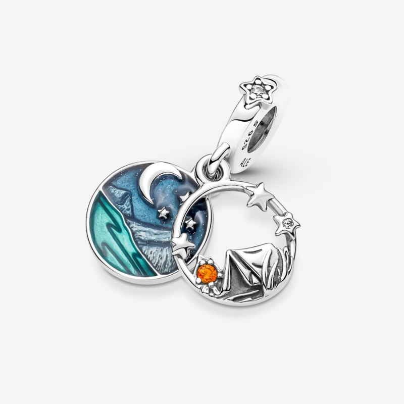 Pandora Camping Night Sky Double Dangle Charm Sterling Silver | 85073-RJYX