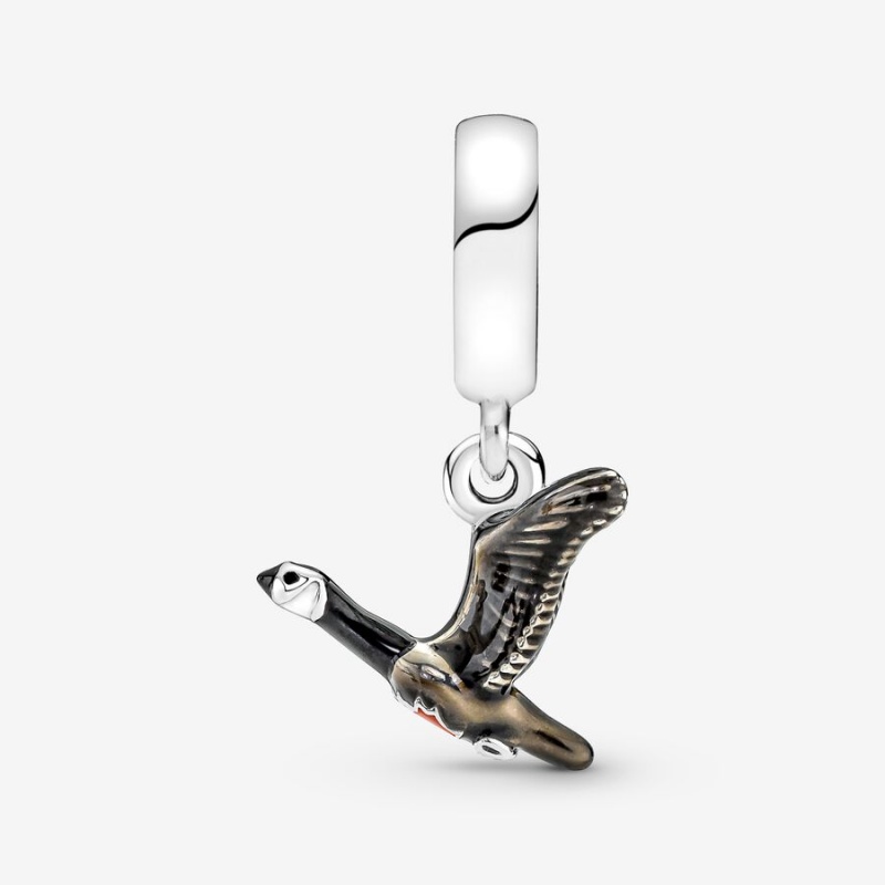 Pandora Canadian Goose & Maple Leaf Dangle Charm Sterling Silver | 91307-QNYF