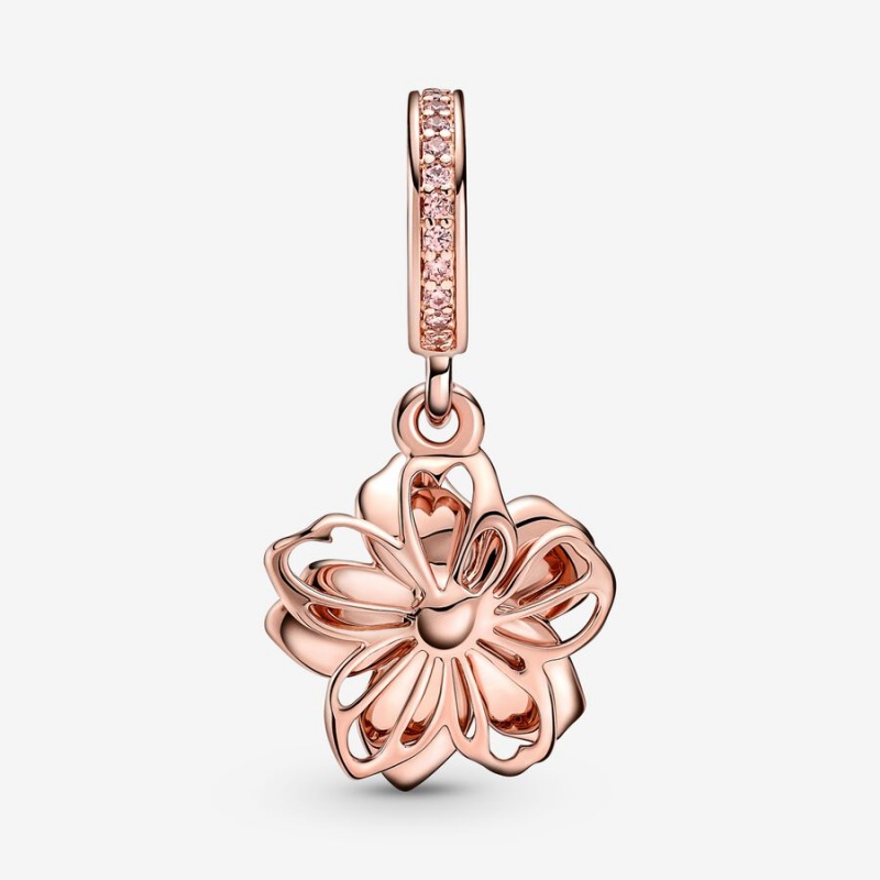 Pandora Cherry Blossom Dangle Charm Rose Gold Plated | 64590-WSGI