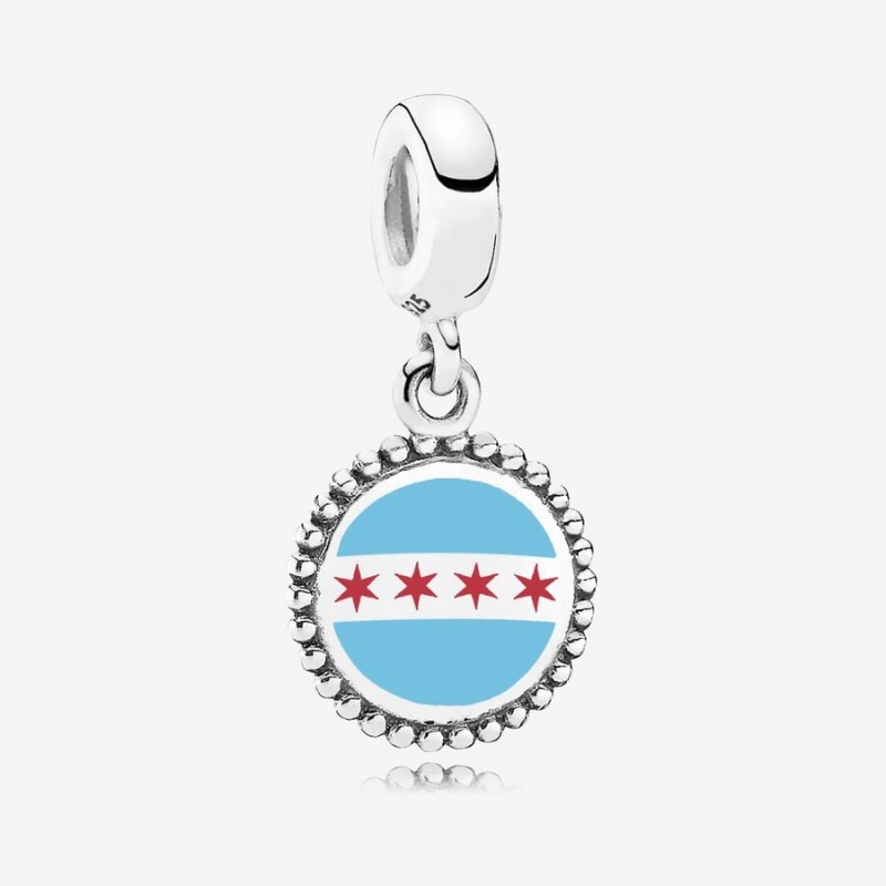 Pandora Chicago Flag Dangle Charm Sterling Silver | 62058-DWYR