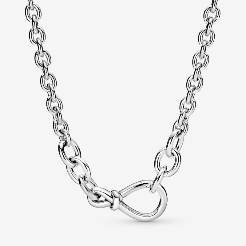 Pandora Chunky Infinity Knot Chain Necklace Sterling Silver | 07915-TUXB