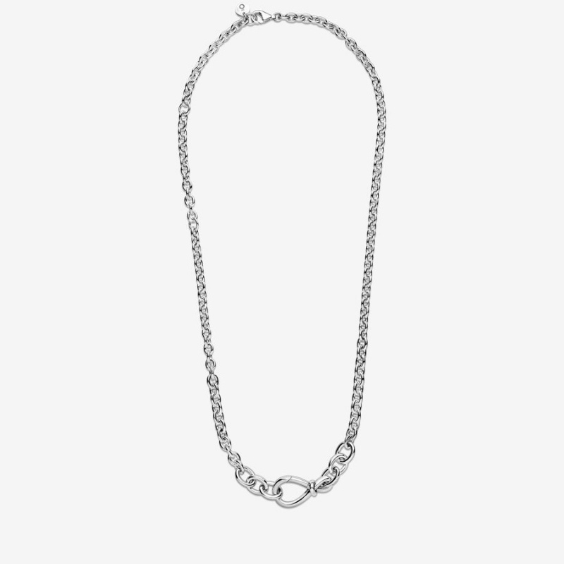 Pandora Chunky Infinity Knot Chain Necklace Sterling Silver | 07915-TUXB