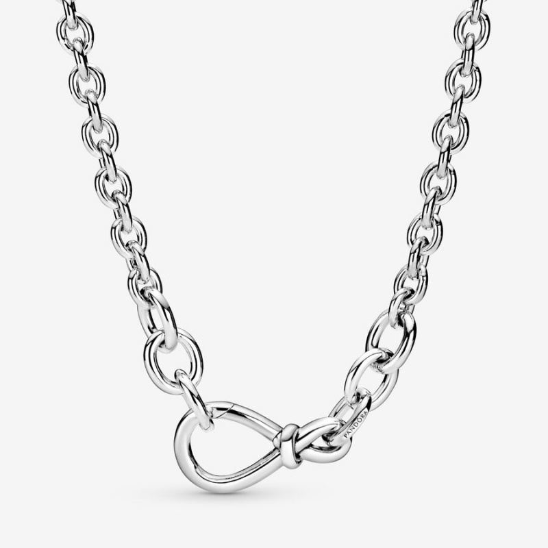 Pandora Chunky Infinity Knot Chain Necklace Sterling Silver | 07915-TUXB