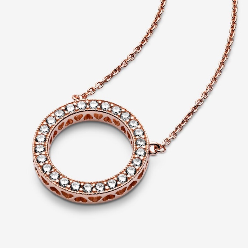 Pandora Circle of Sparkle Necklace Rose Gold Plated | 80491-DVMA