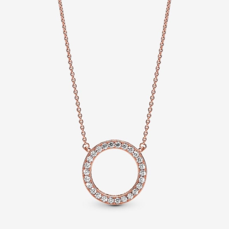 Pandora Circle of Sparkle Necklace Rose Gold Plated | 80491-DVMA