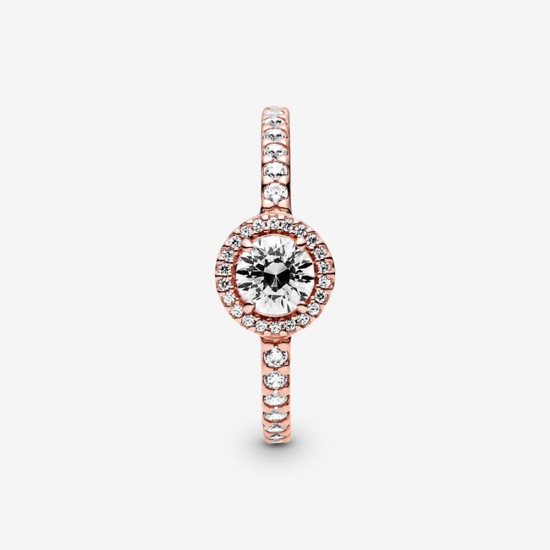 Pandora Classic Sparkle Halo Ring Rose Gold Plated | 84792-SRQN