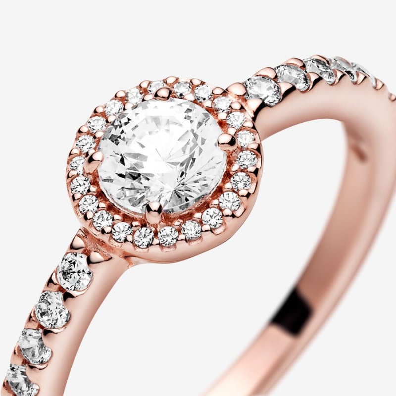 Pandora Classic Sparkle Halo Ring Rose Gold Plated | 84792-SRQN