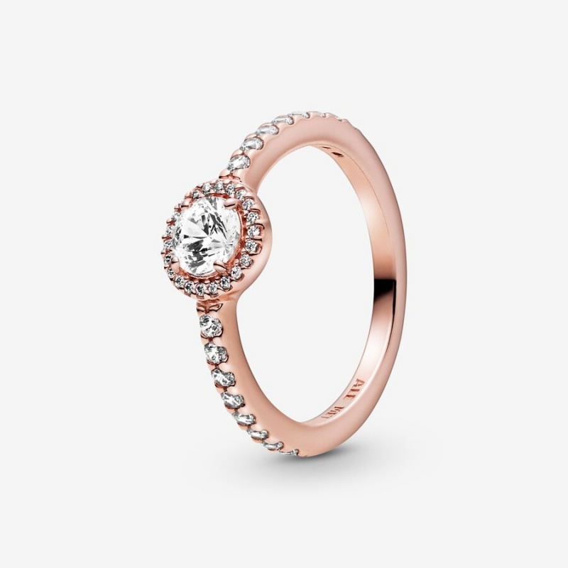 Pandora Classic Sparkle Halo Ring Rose Gold Plated | 84792-SRQN