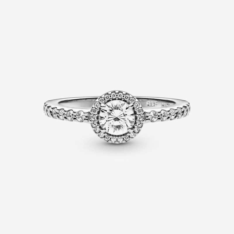 Pandora Classic Sparkle Halo Ring Sterling Silver | 06138-QVUA