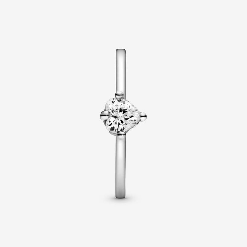 Pandora Clear Heart Solitaire Ring Sterling Silver | 16402-YCVO