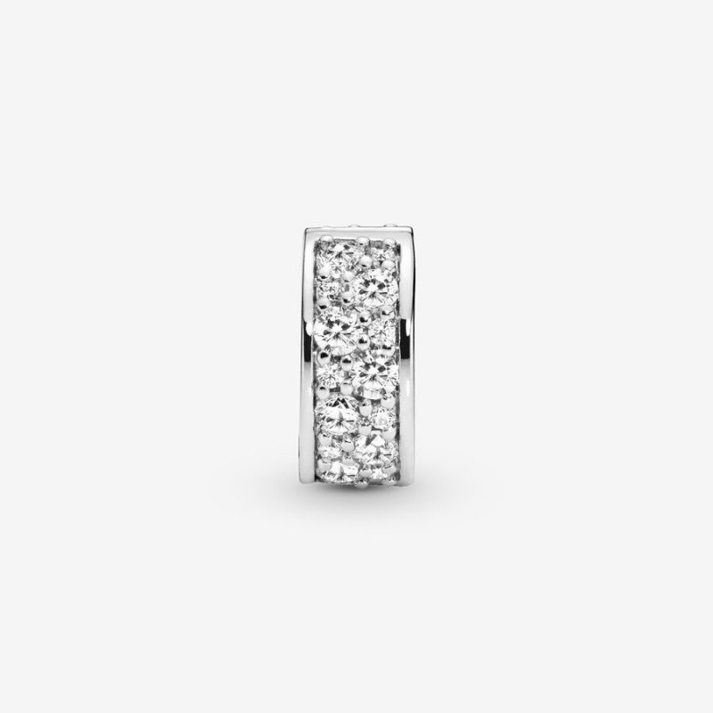 Pandora Clear Pavé Clip Charm Sterling Silver | 25074-DWFZ