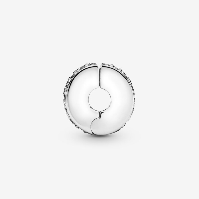 Pandora Clear Pavé Clip Charm Sterling Silver | 25074-DWFZ