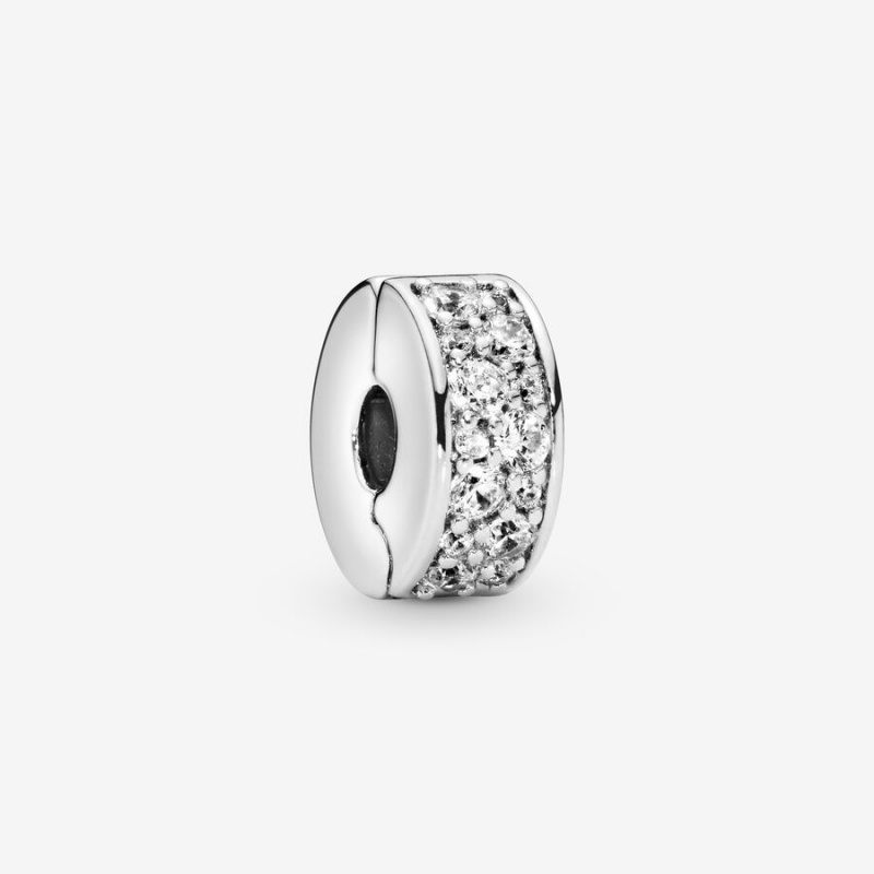 Pandora Clear Pavé Clip Charm Sterling Silver | 25074-DWFZ