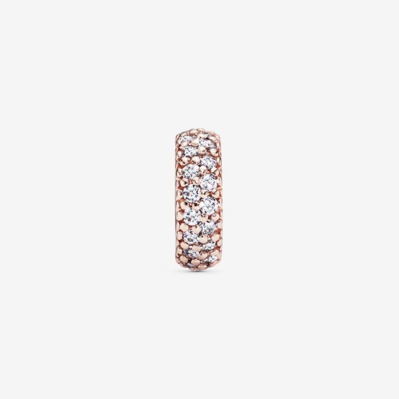 Pandora Clear Sparkle Spacer Charm Rose Gold Plated | 21458-YUCO