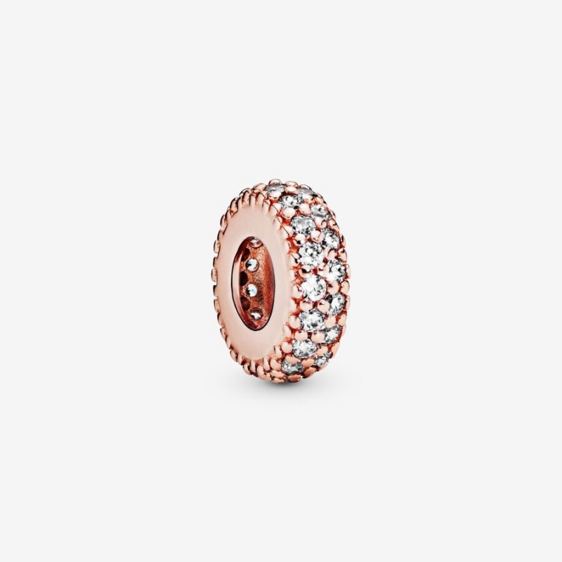 Pandora Clear Sparkle Spacer Charm Rose Gold Plated | 21458-YUCO