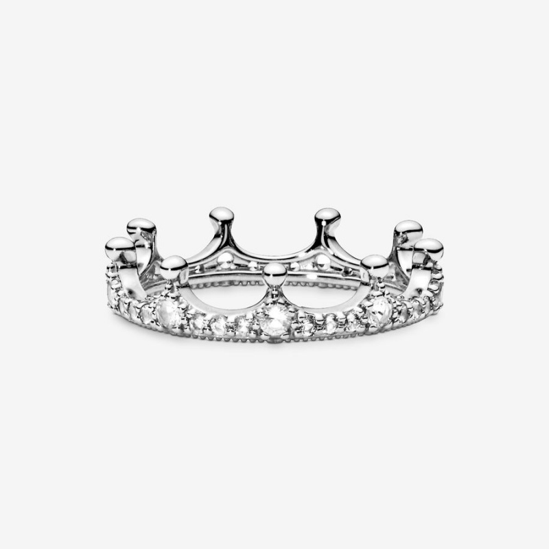 Pandora Clear Sparkling Crown Ring Sterling Silver | 31475-MWOH