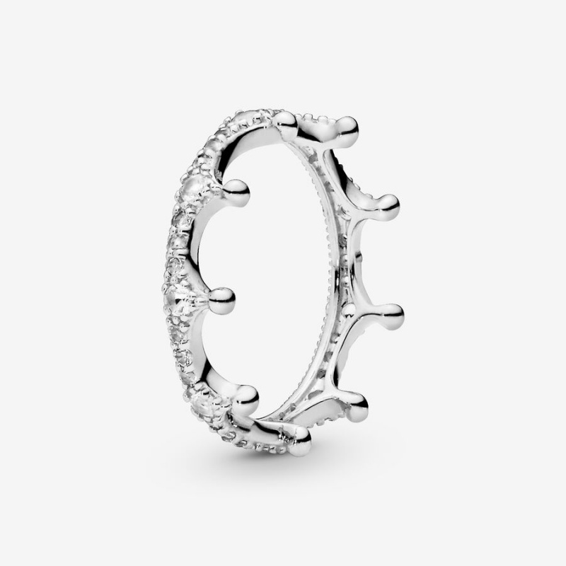 Pandora Clear Sparkling Crown Ring Sterling Silver | 31475-MWOH