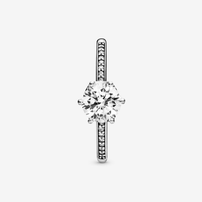 Pandora Clear Sparkling Crown Solitaire Ring Sterling Silver | 01572-MEJI