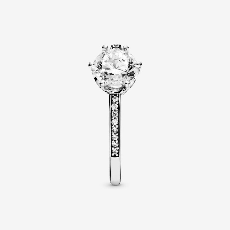 Pandora Clear Sparkling Crown Solitaire Ring Sterling Silver | 01572-MEJI