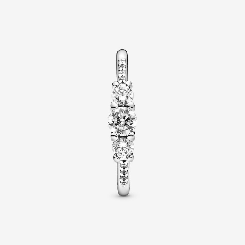 Pandora Clear Three-Stone Ring Sterling Silver | 50914-EXOU