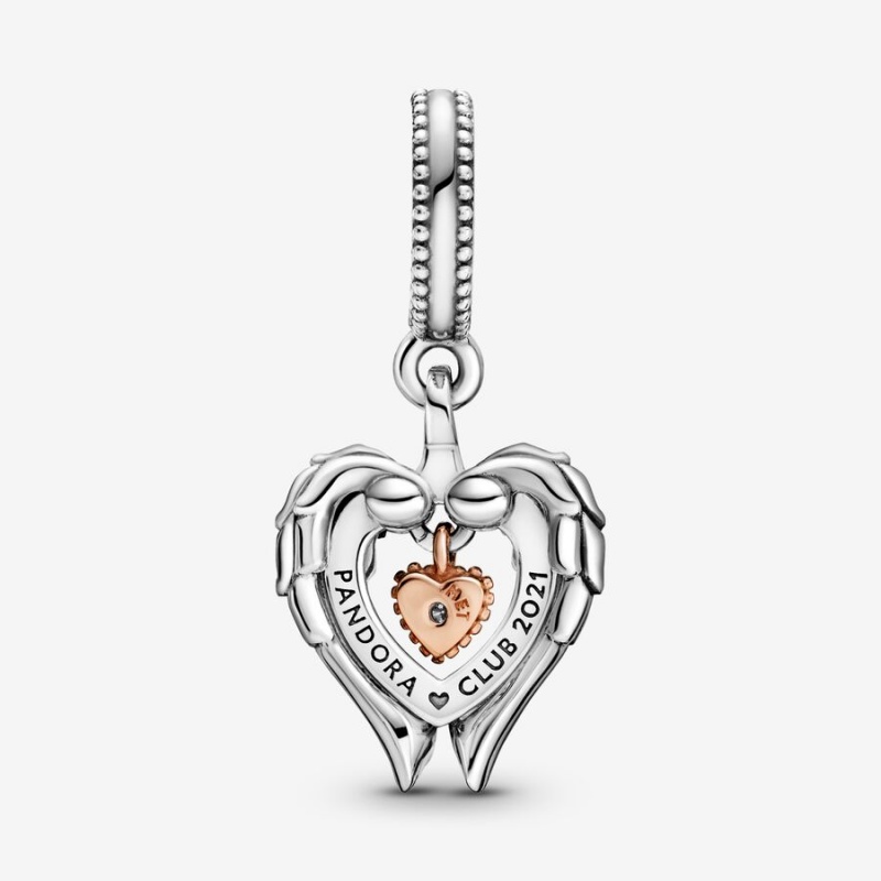 Pandora Club 2021 Angel Wings & Heart Dangle Charm - FINAL SALE Two-tone | 51378-FOXZ