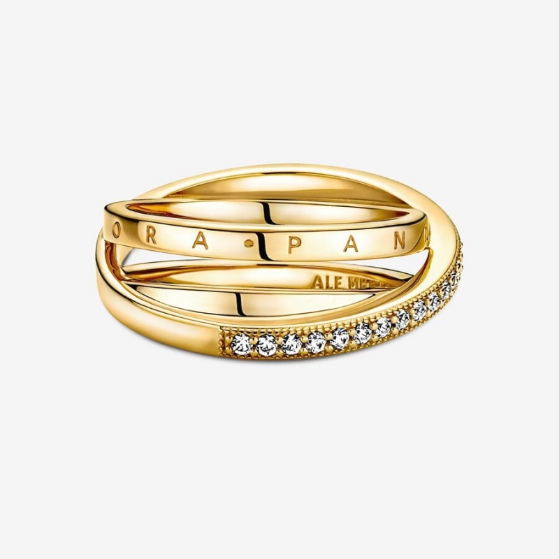 Pandora Crossover Pavé Triple Band Ring Gold Plated | 72936-UINA