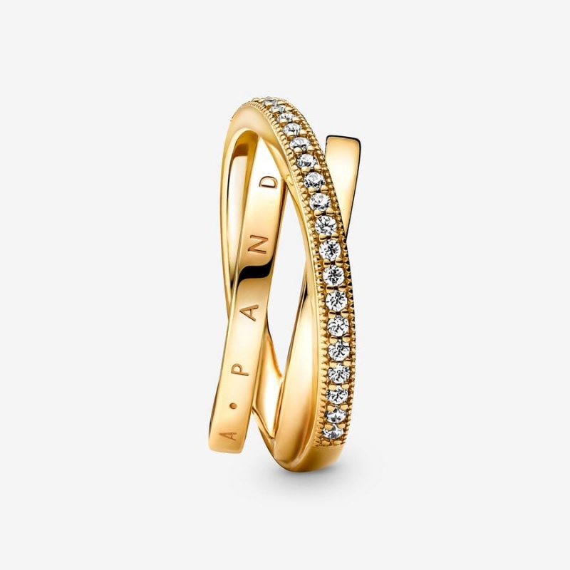 Pandora Crossover Pavé Triple Band Ring Gold Plated | 72936-UINA