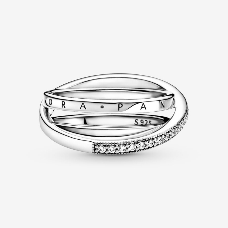 Pandora Crossover Pavé Triple Band Ring Sterling Silver | 46172-DGOZ