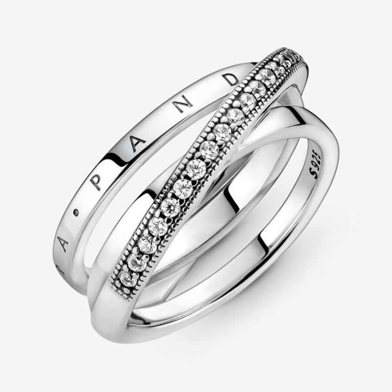 Pandora Crossover Pavé Triple Band Ring Sterling Silver | 46172-DGOZ