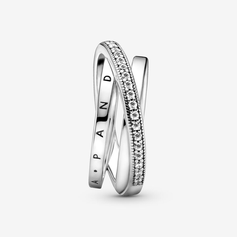 Pandora Crossover Pavé Triple Band Ring Sterling Silver | 46172-DGOZ