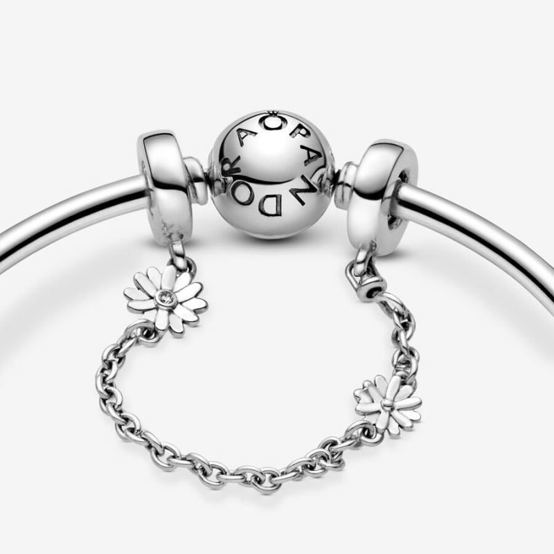 Pandora Daisy Flower Safety Chain Charm Sterling Silver | 96041-UVAG