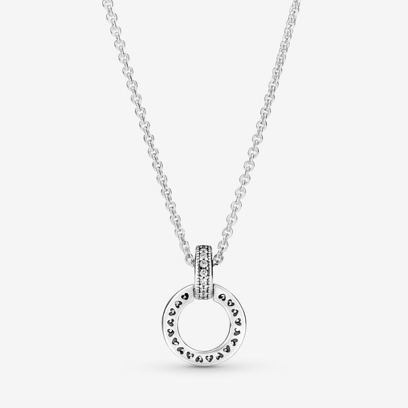 Pandora Double Circle Pendant & Necklace Sterling Silver | 14758-KTRD