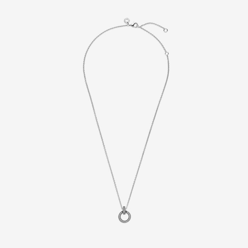 Pandora Double Circle Pendant & Necklace Sterling Silver | 14758-KTRD