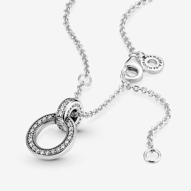 Pandora Double Circle Pendant & Necklace Sterling Silver | 14758-KTRD