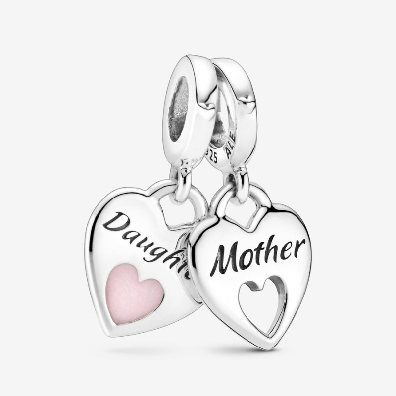 Pandora Double Heart Split Dangle Charm Sterling Silver | 72390-LQZI