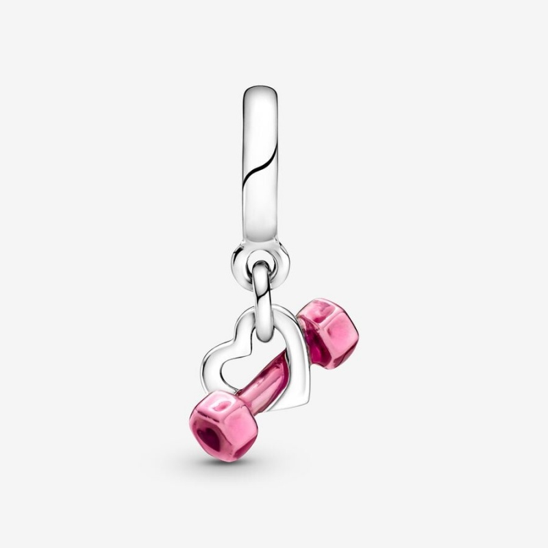 Pandora Dumbbell & Heart Dangle Charm Sterling Silver | 86204-OQDH