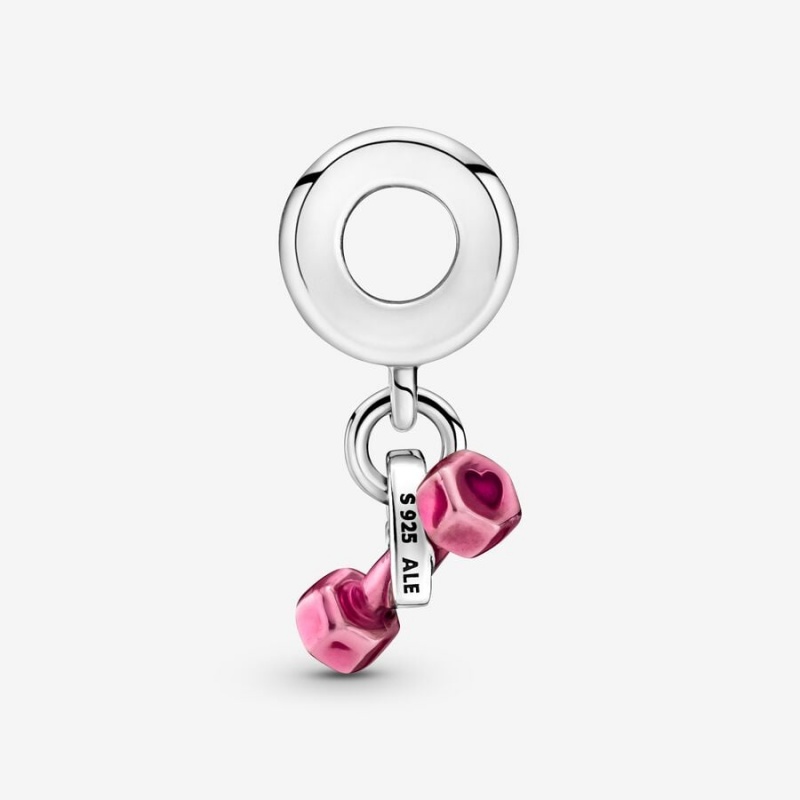 Pandora Dumbbell & Heart Dangle Charm Sterling Silver | 86204-OQDH