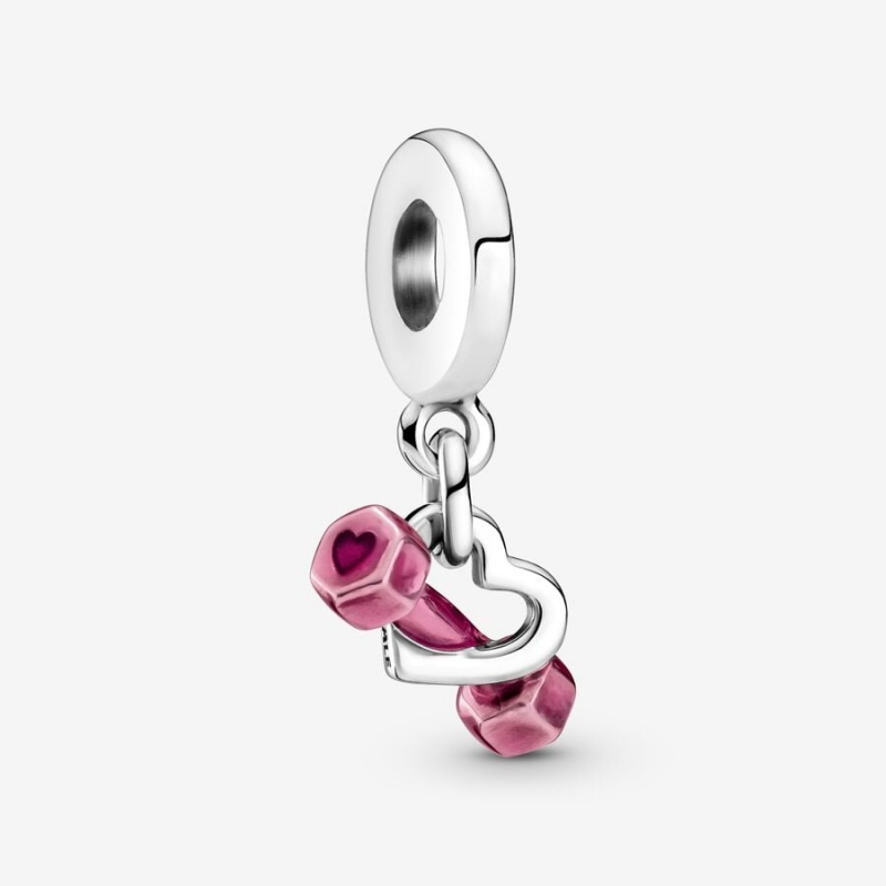 Pandora Dumbbell & Heart Dangle Charm Sterling Silver | 86204-OQDH