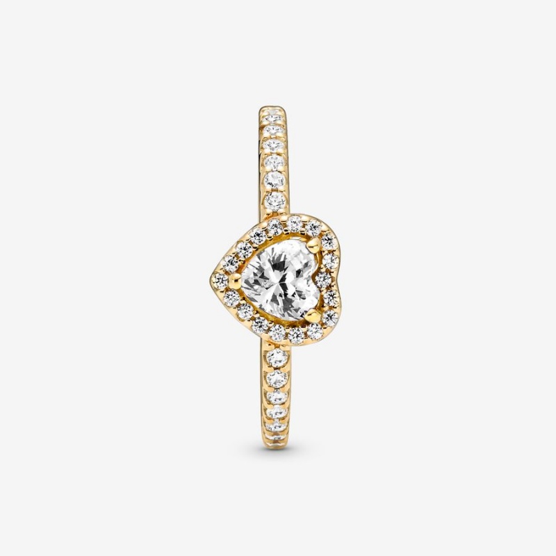 Pandora Elevated Heart Ring Gold | 37821-YPVS