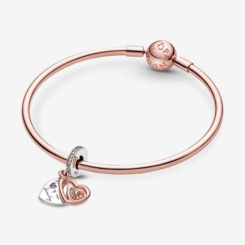 Pandora Entwined Infinite Hearts Double Dangle Charm Two-tone | 42576-ALEK