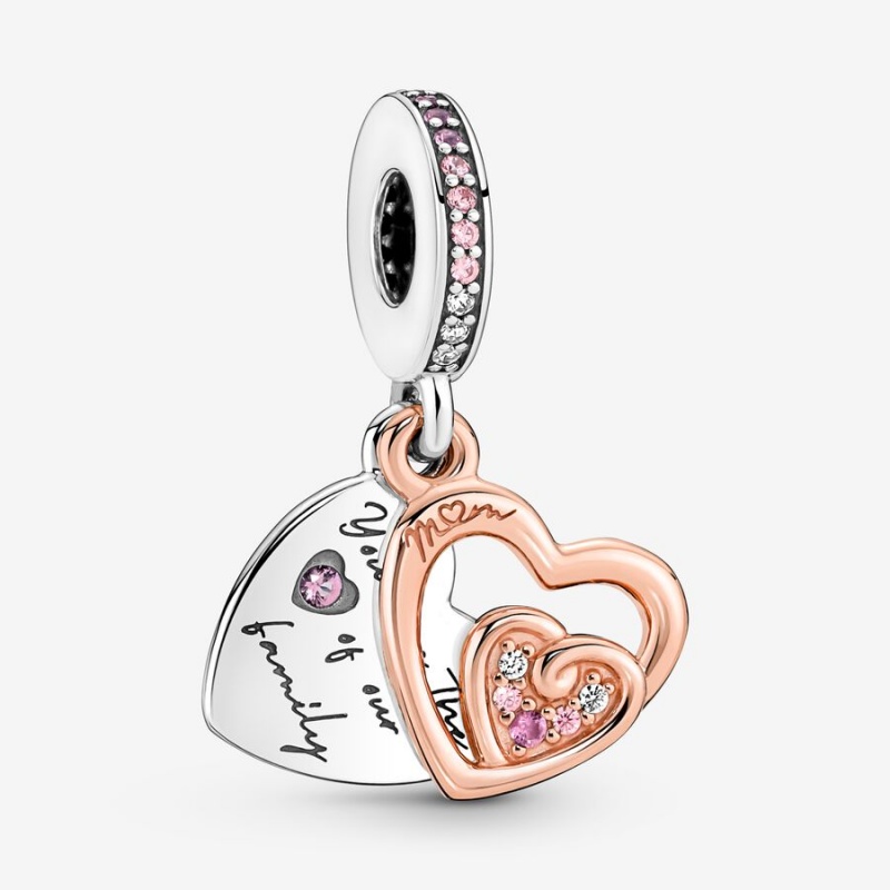 Pandora Entwined Infinite Hearts Double Dangle Charm Two-tone | 42576-ALEK