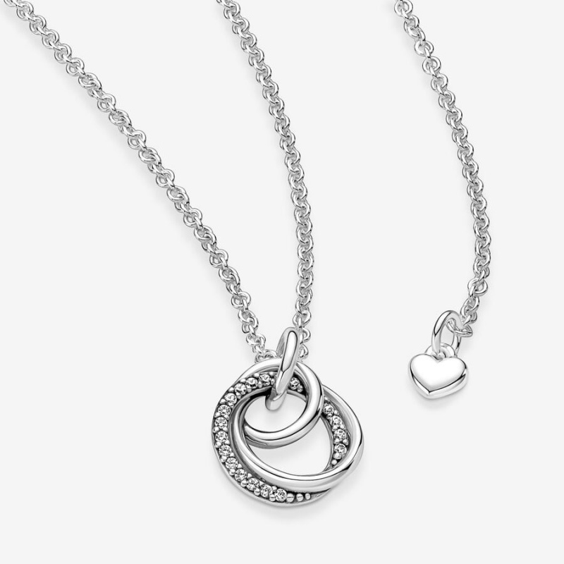 Pandora Family Always Encircled Pendant Necklace Sterling Silver | 36587-XYMJ