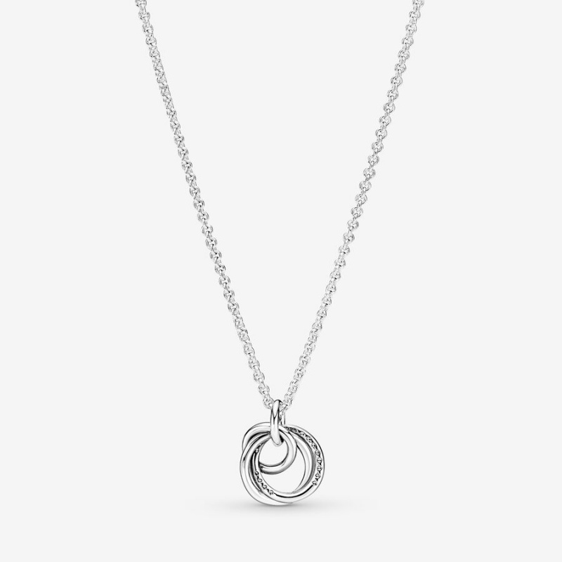 Pandora Family Always Encircled Pendant Necklace Sterling Silver | 36587-XYMJ