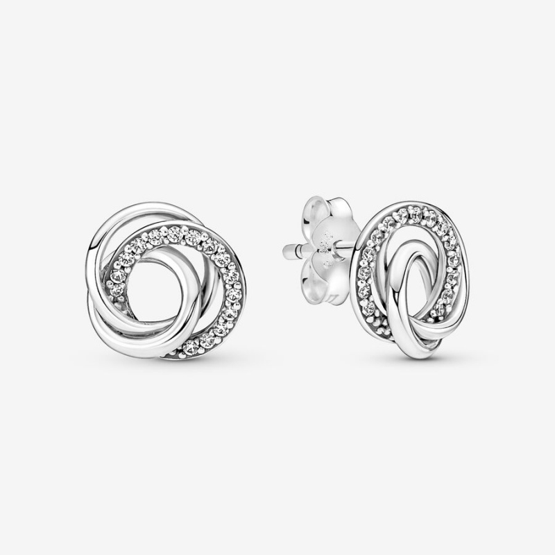 Pandora Family Always Encircled Stud Earrings Sterling Silver | 94081-XYBG