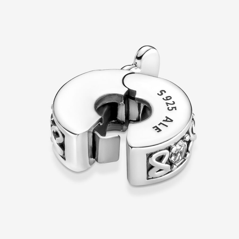 Pandora Family Always Pavé Clip Charm Sterling Silver | 28619-KDVB