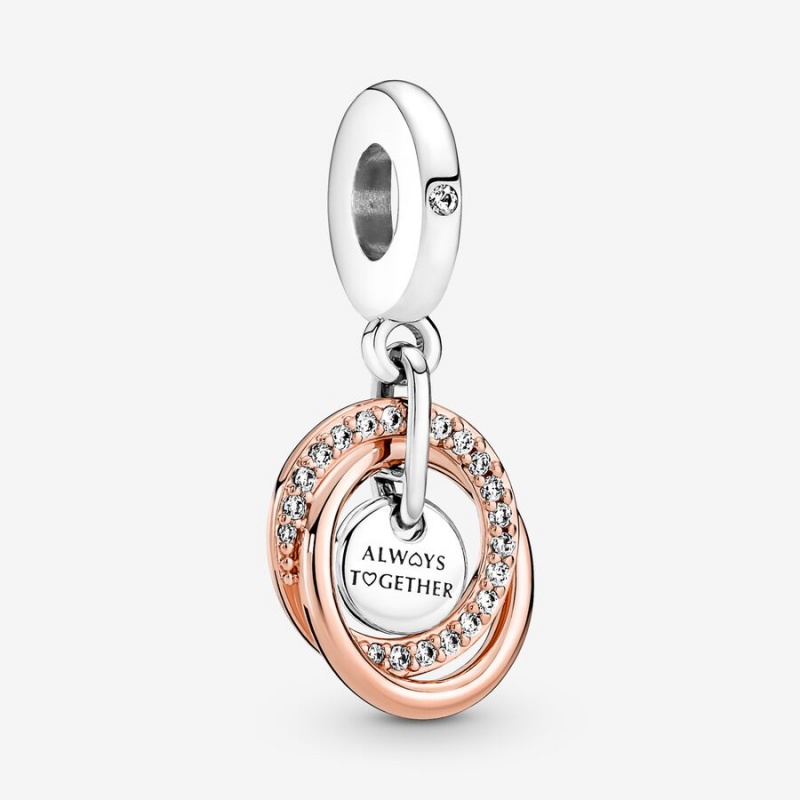 Pandora Family Circle Rose Charm Necklace Set | 49862-RIXW