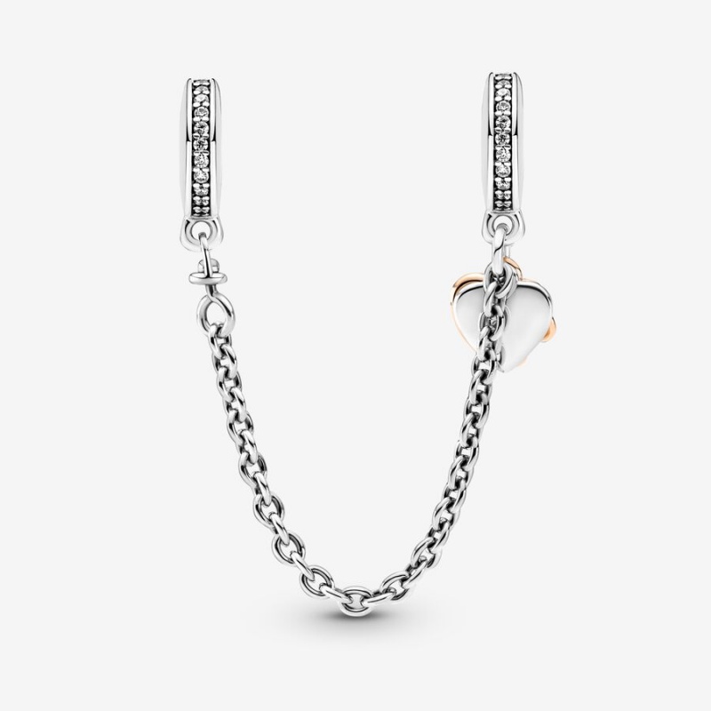 Pandora Family Heart Safety Chain Charm Two-tone | 57914-TOCD